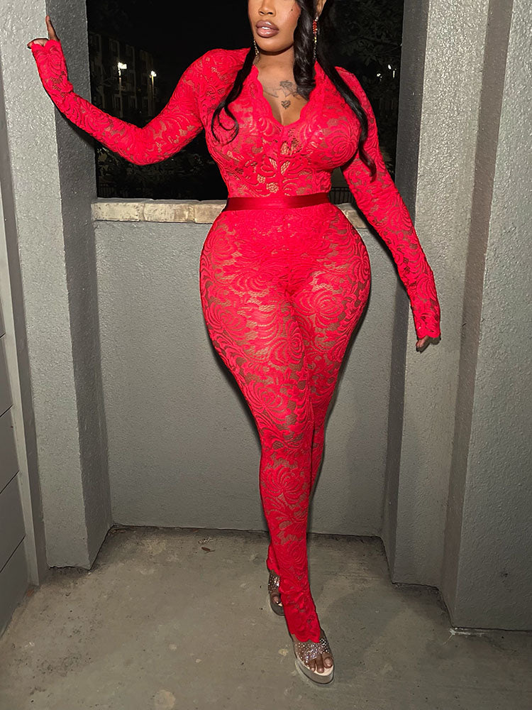 Statement Lace Bodysuit & Pants Set