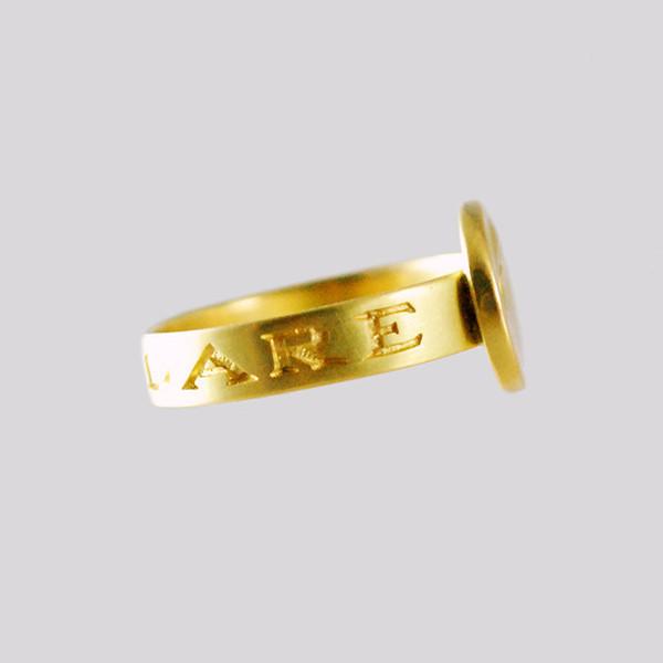Gabriella Kiss 14k Small Eye Love Token Ring Inscribed with Invigilare