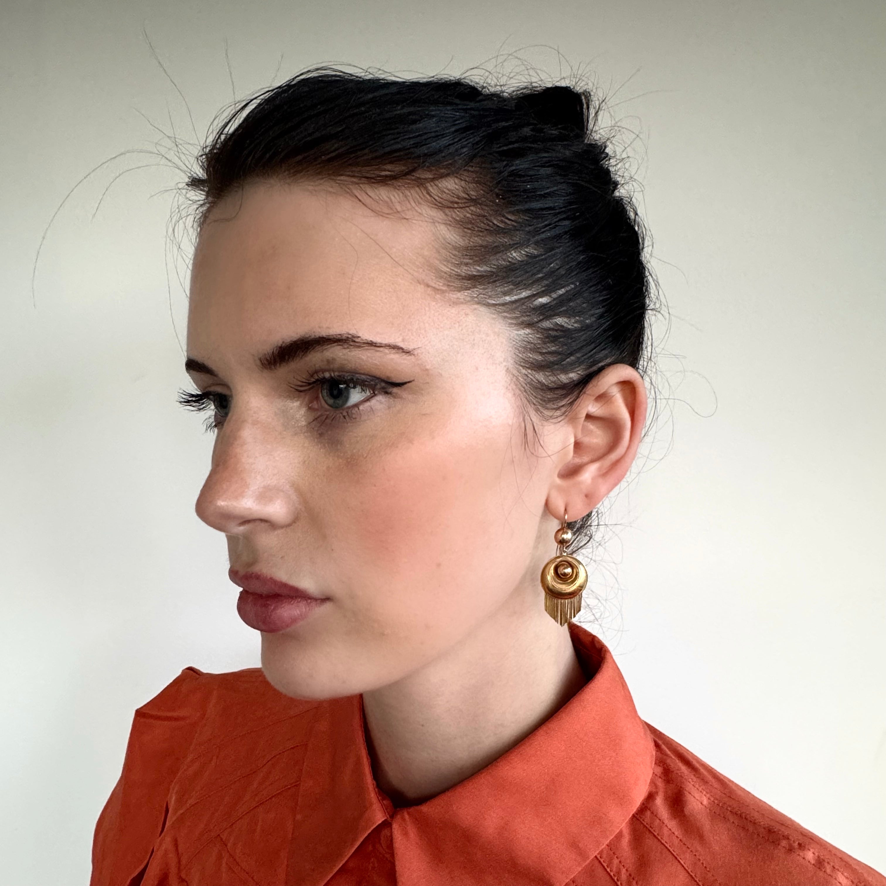 Antique Victorian 14k Round Fringe Drop Earrings