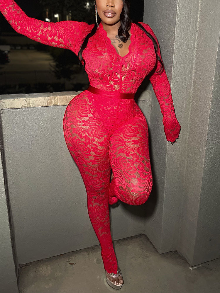 Statement Lace Bodysuit & Pants Set