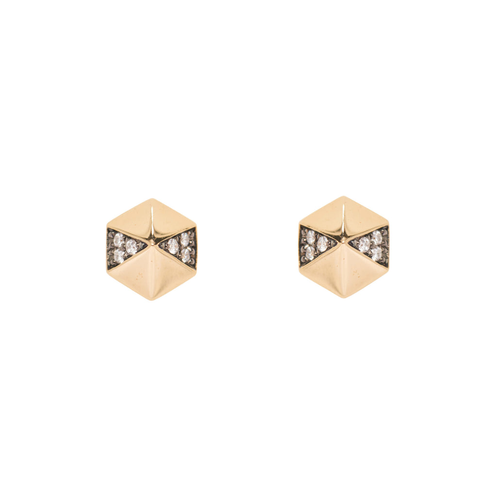 Harwell Godfrey 18k Diamond Blackened Pyramid Stud Earrings
