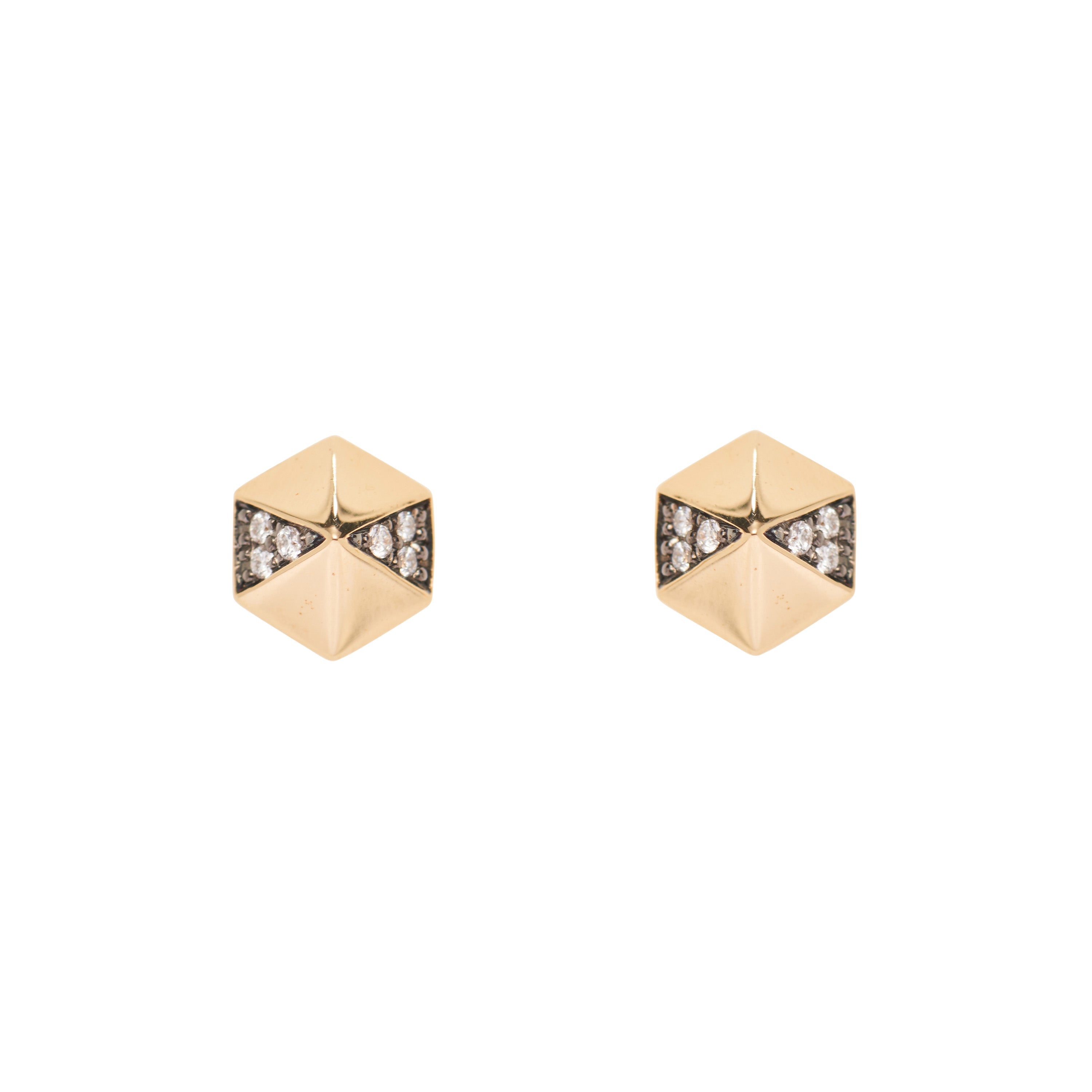 Harwell Godfrey 18k Diamond Blackened Pyramid Stud Earrings