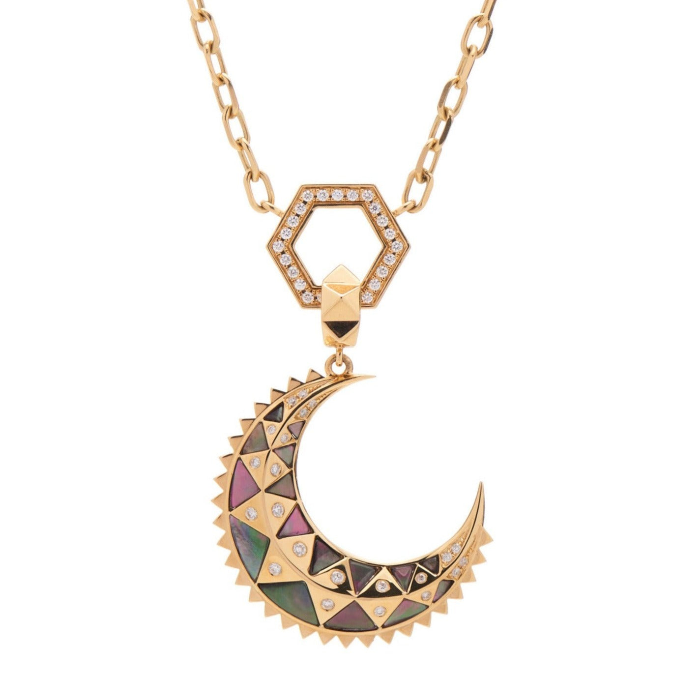 Harwell Godfrey 18k Diamond & Dark Mother-of- Pearl Mini Crescent Pendant