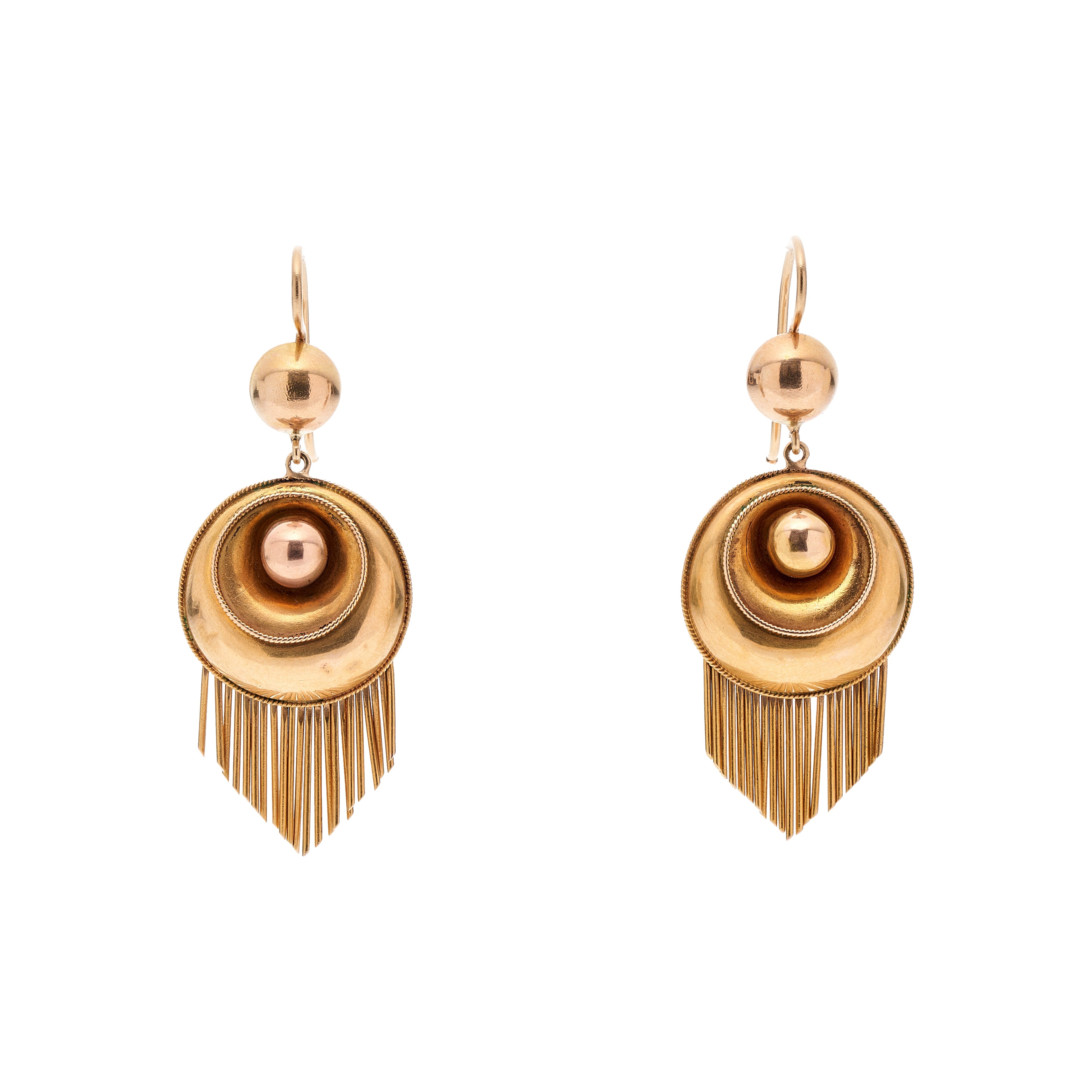 Antique Victorian 14k Round Fringe Drop Earrings