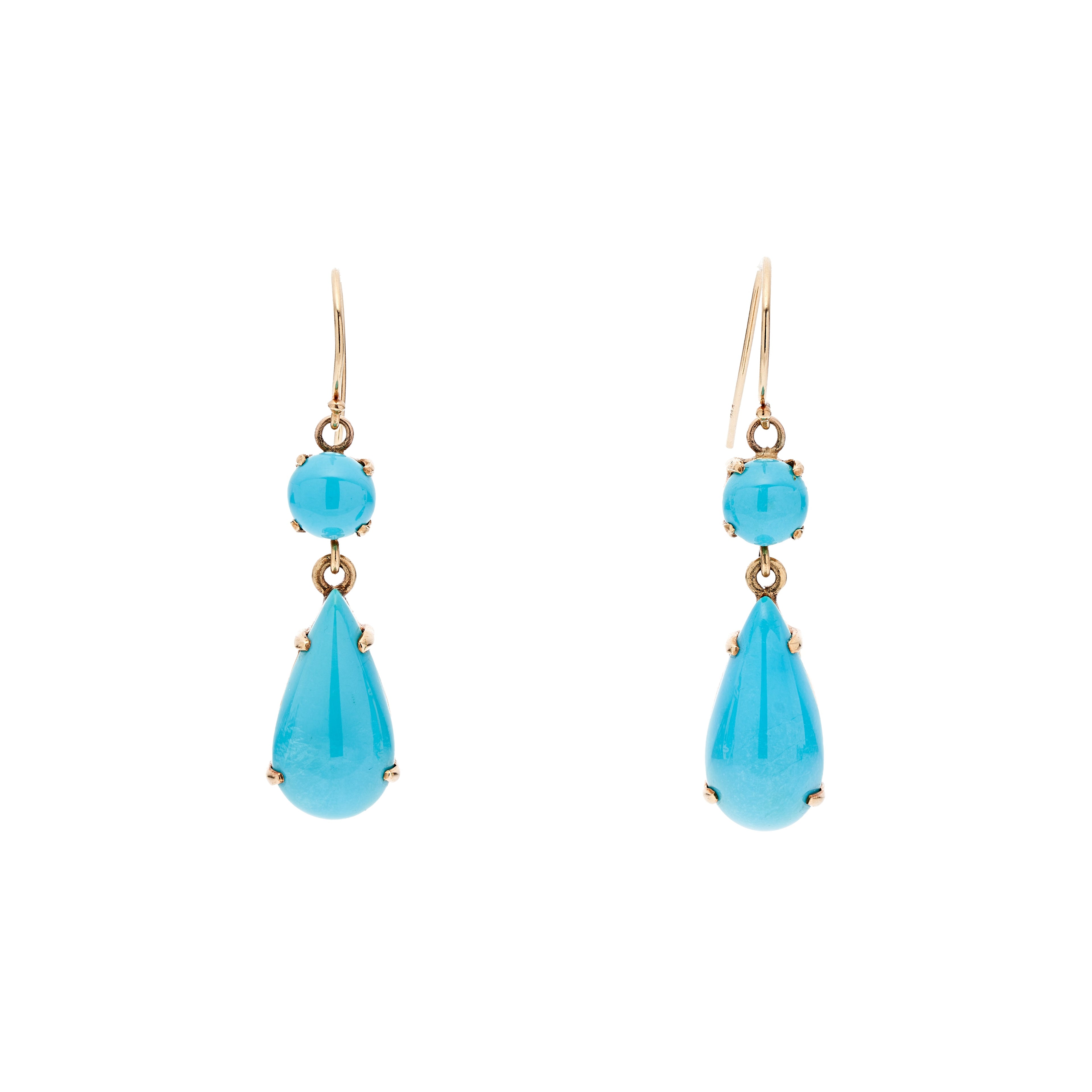 Antique Victorian Persian Turquoise Double Drop Earrings