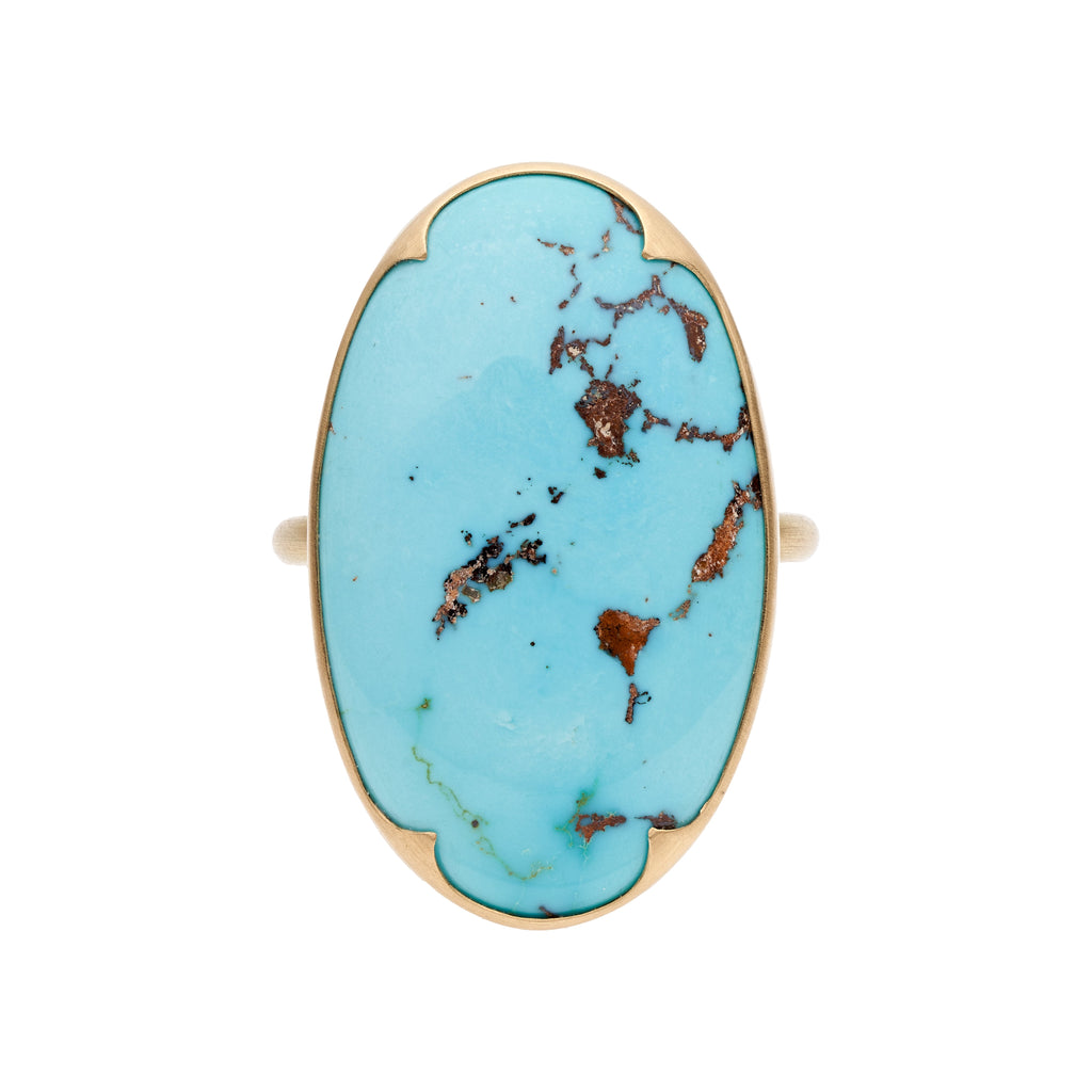 Gabriella Kiss 18k Large Oval Persian Turquoise w/ Pyrite Ring - 20.25ct