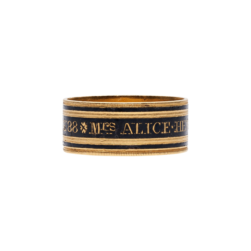 Antique Georgian 18k and Enamel Mourning Band- Mrs Alice Henderson