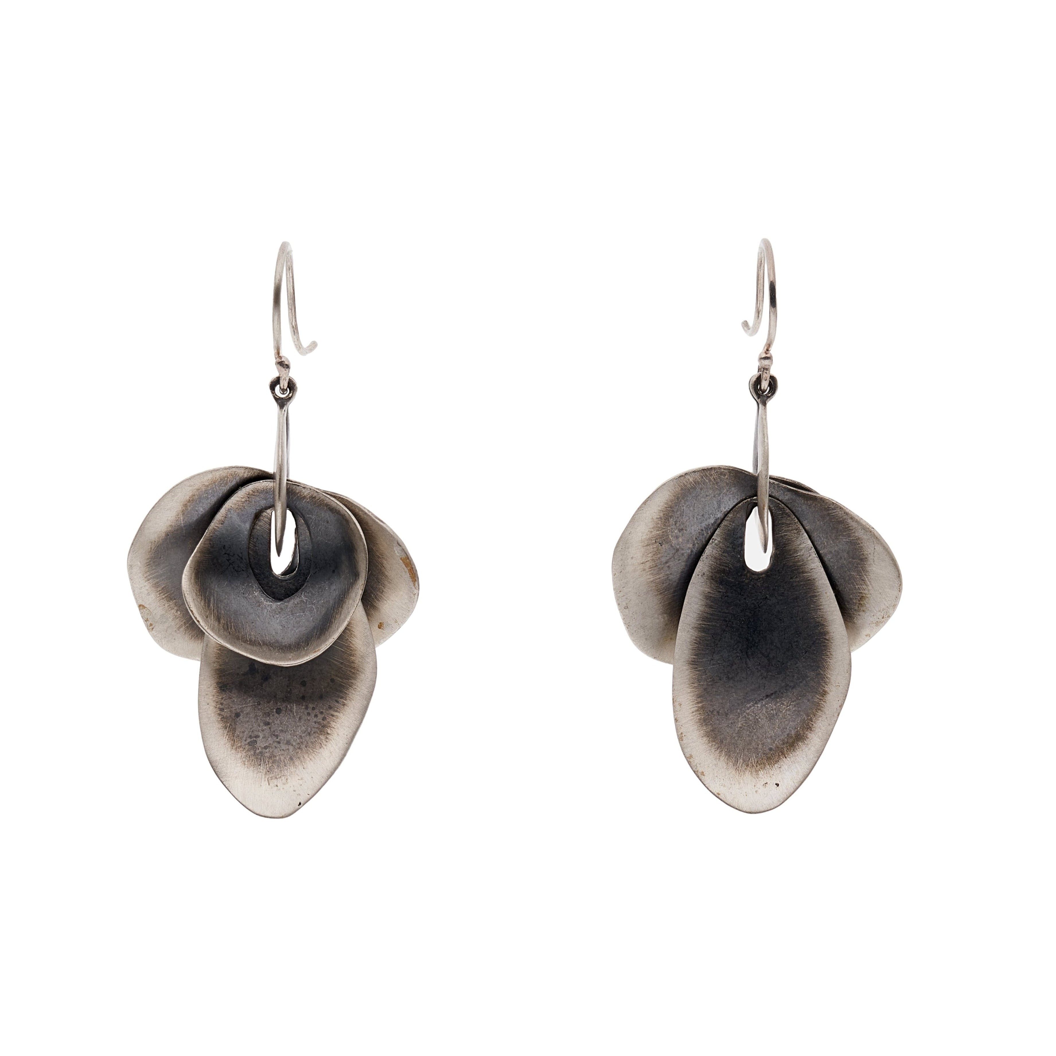TenThousandThings  Large Silver Orchid Earrings