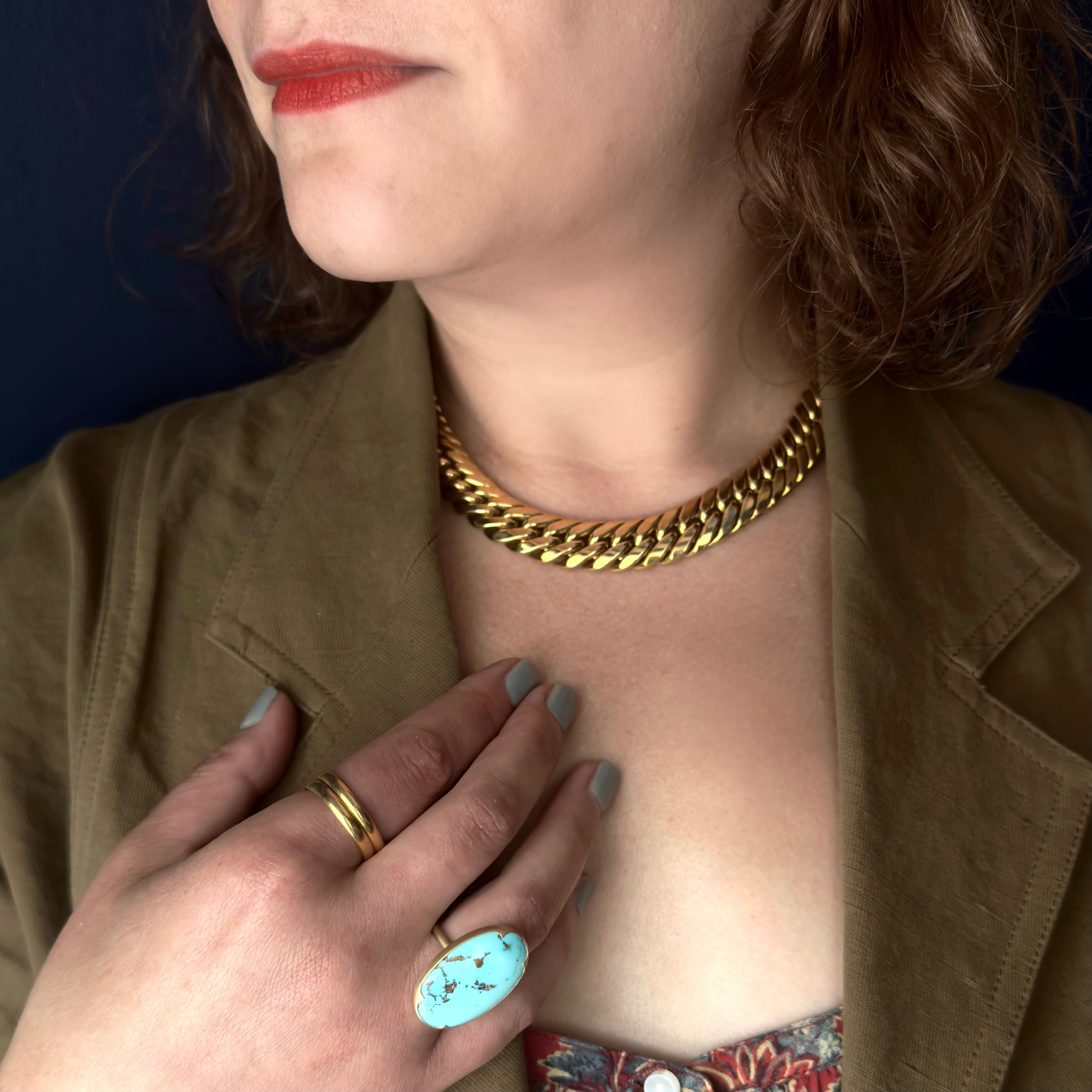 Vintage 1980's 18k Graduated Link Necklace- 18