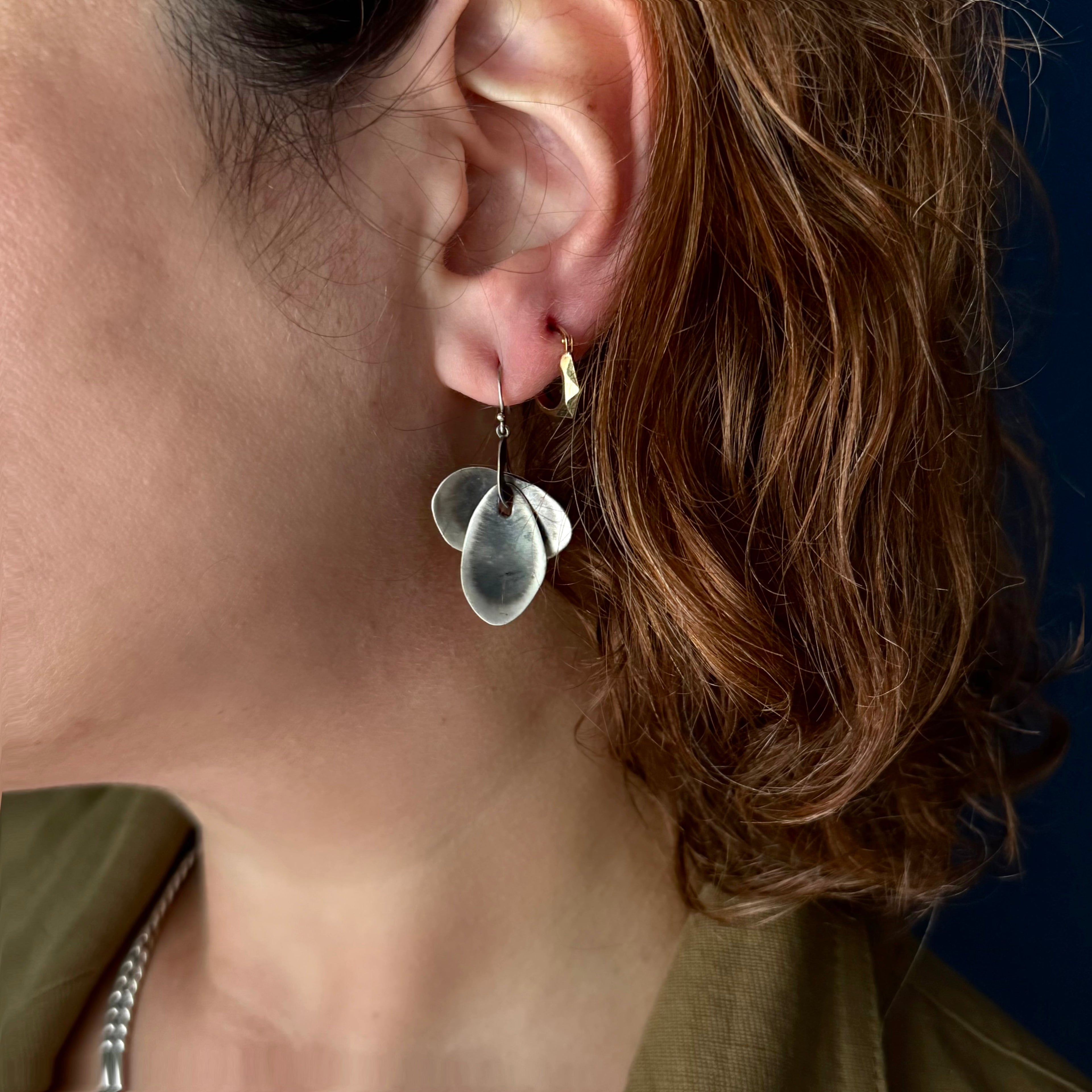 TenThousandThings  Large Silver Orchid Earrings