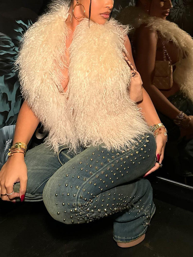 Mongolian Fur Halter Top