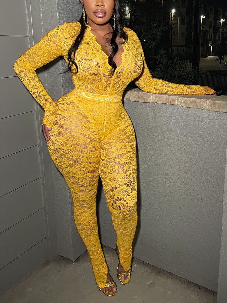 Statement Lace Bodysuit & Pants Set