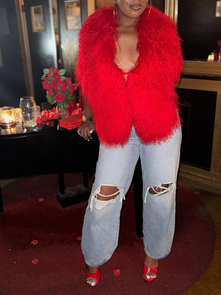 Mongolian Fur Halter Top