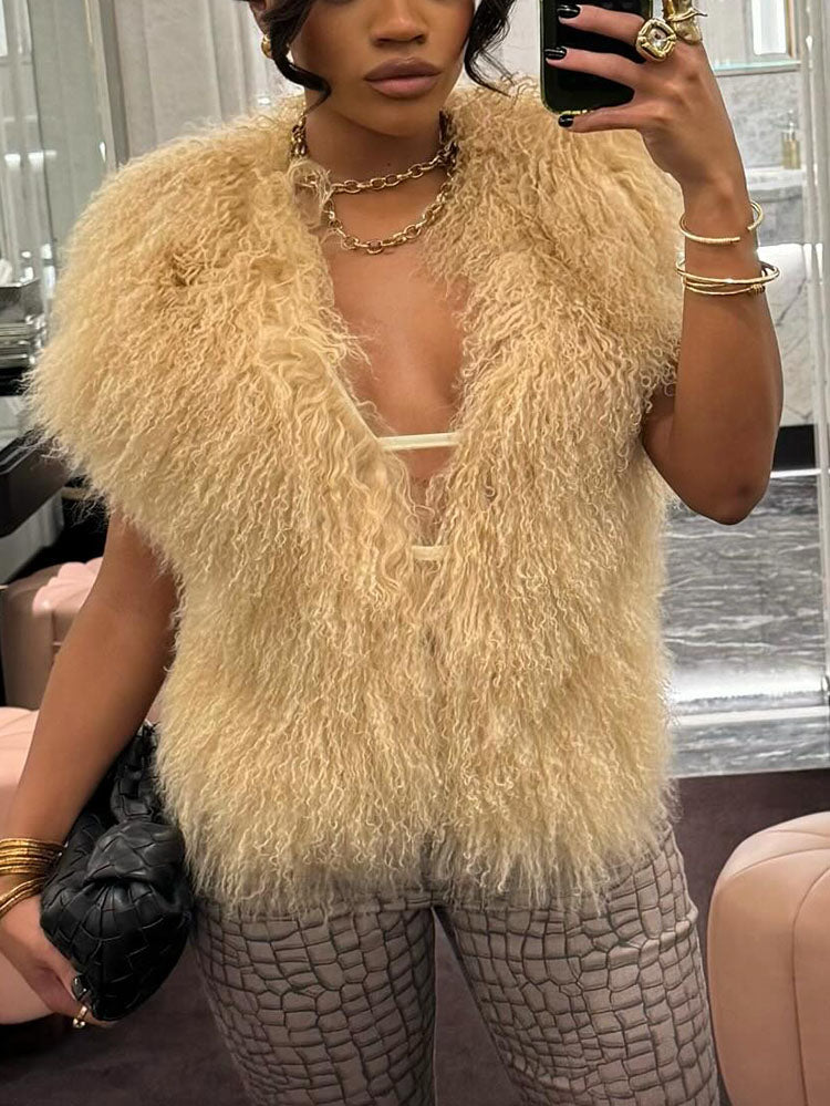Mongolian Fur Halter Top