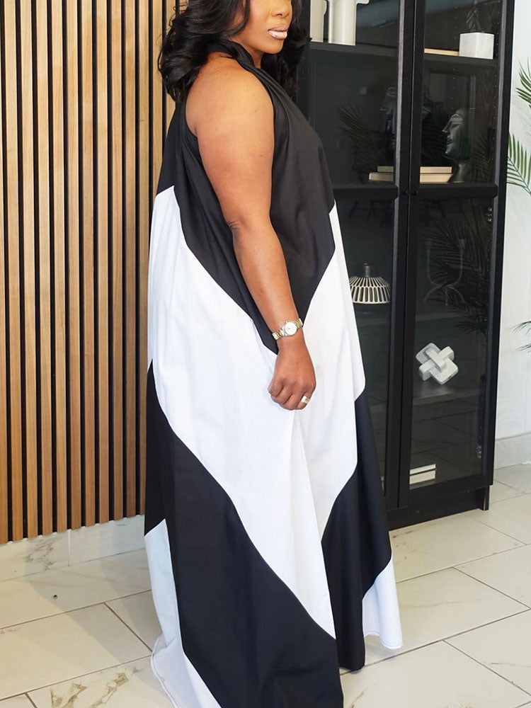 Vacation Color Block Maxi Dress