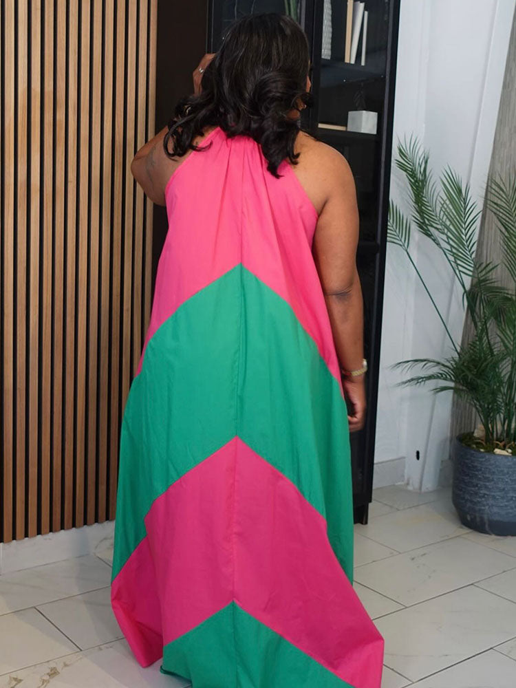 Vacation Color Block Maxi Dress
