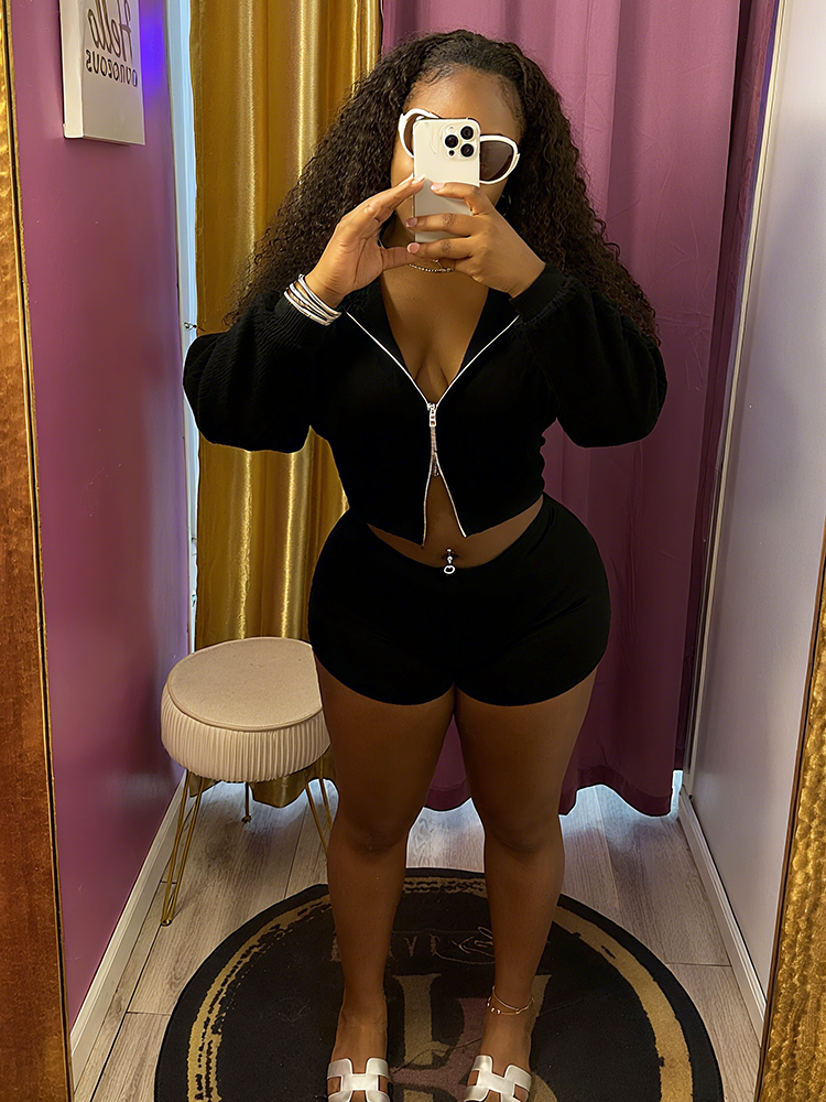 Athleisure Ribbed Three Piece Shorts Set