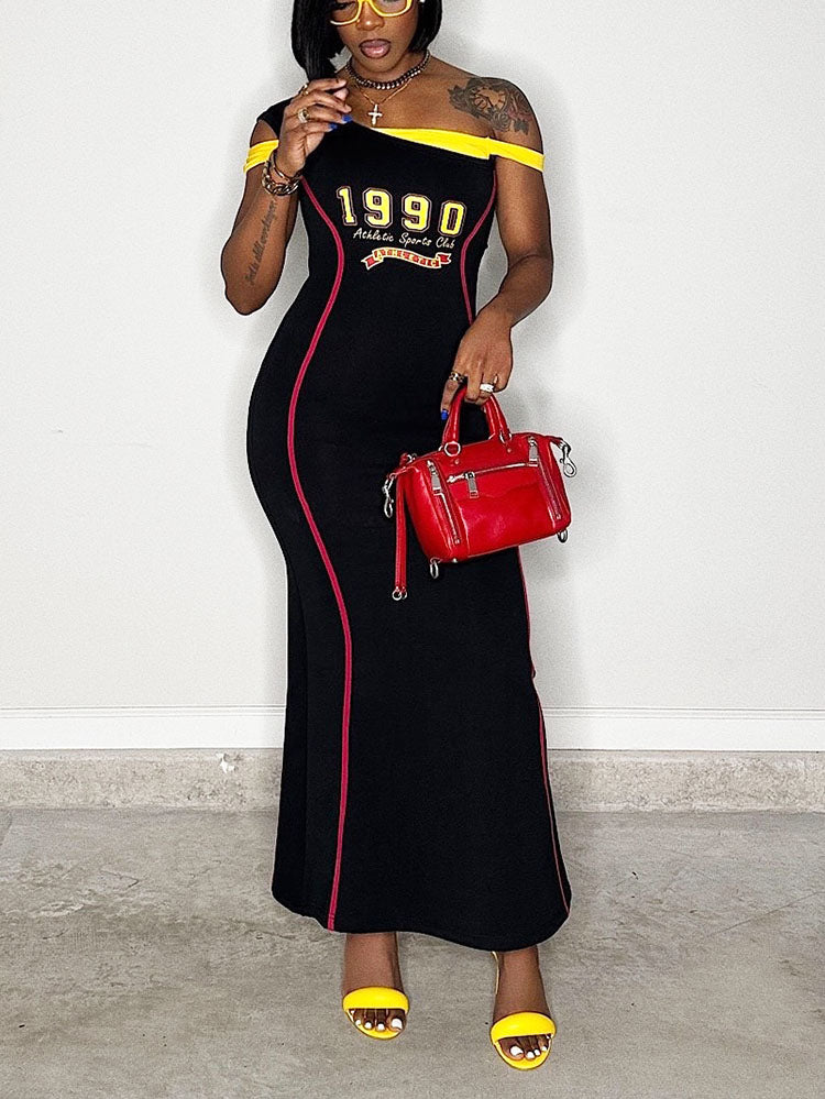 Athletic One Shoulder Maxi Dress