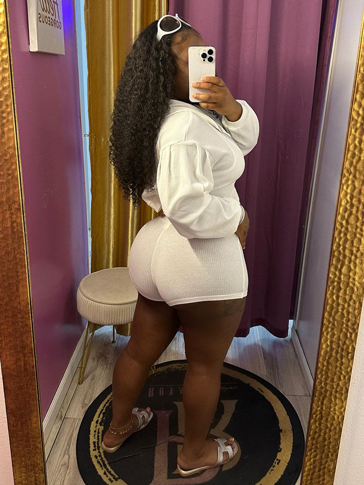 Athleisure Ribbed Three Piece Shorts Set