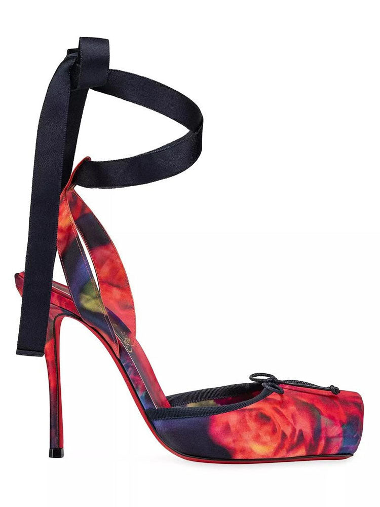 Ballet Satin Ankle Tie Pumps