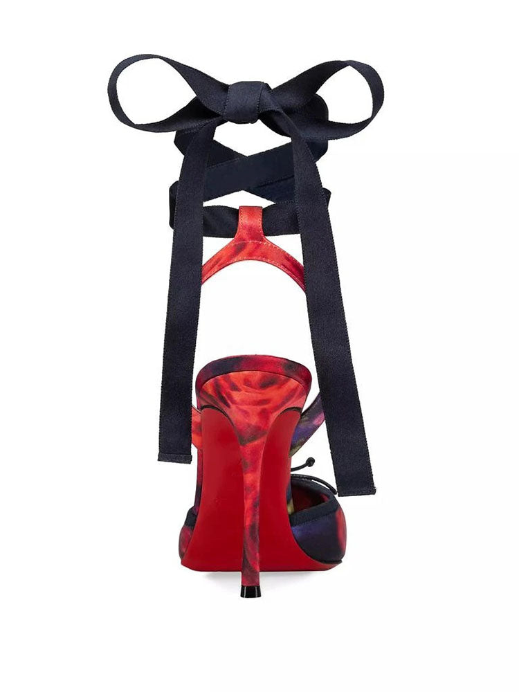 Ballet Satin Ankle Tie Pumps