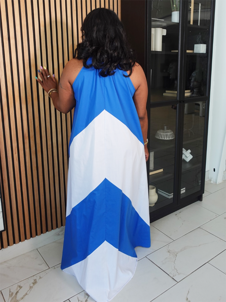 Vacation Color Block Maxi Dress