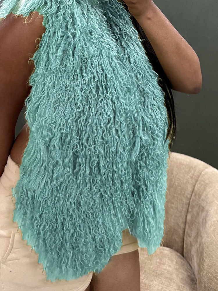 Mongolian Fur Halter Top