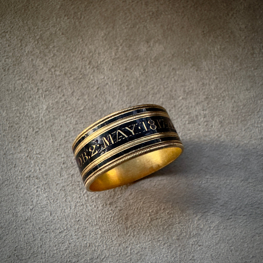 Antique Georgian 18k and Enamel Mourning Band- Mrs Alice Henderson
