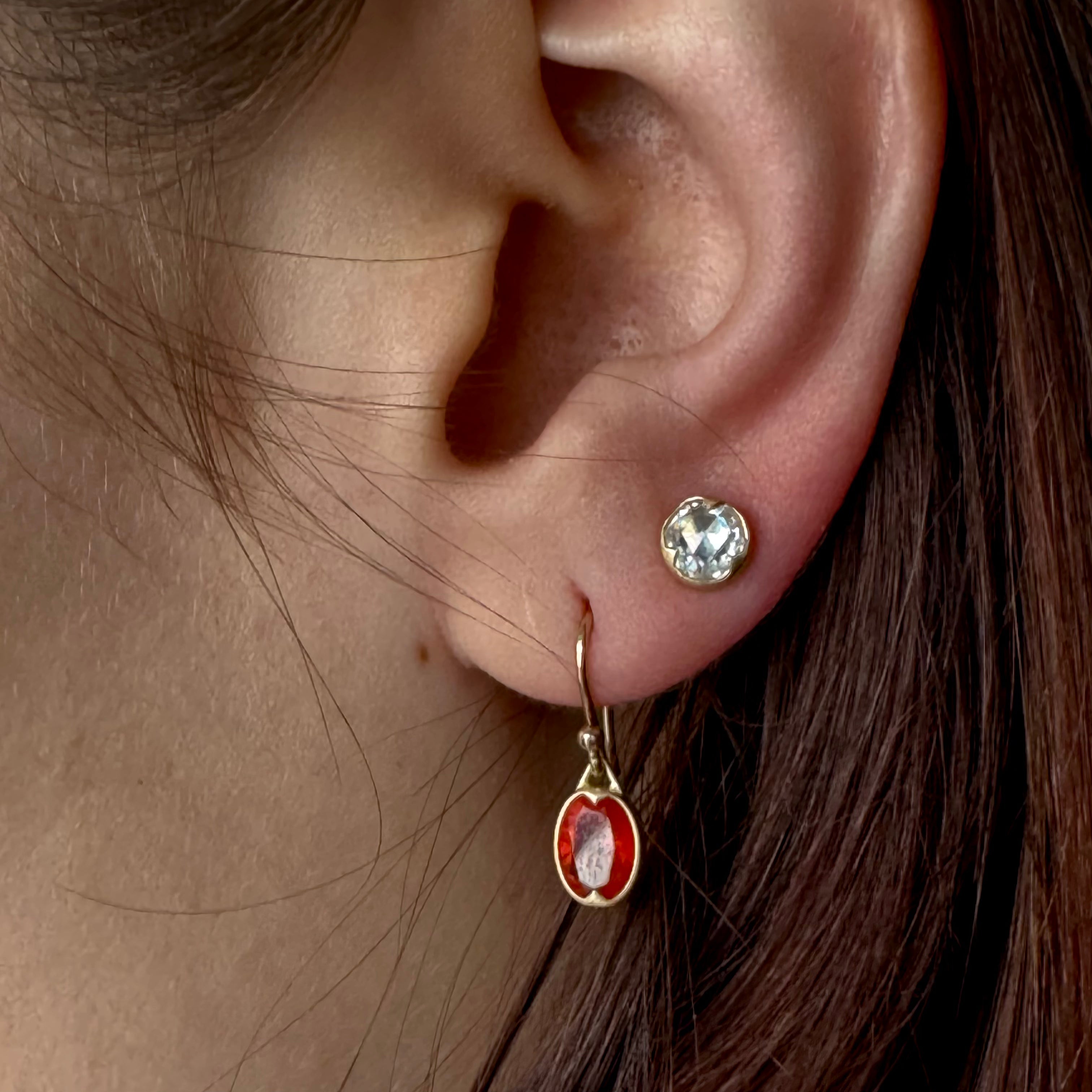 Gabriella Kiss 18k Oval Facetted Fire Opal Earrings-.8ct