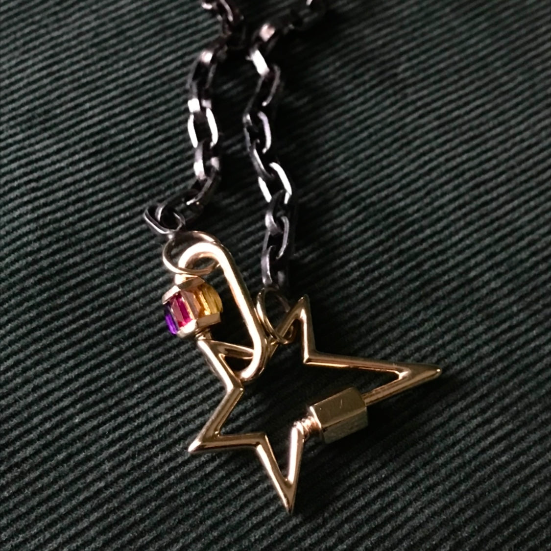 Marla Aaron 14k Yellow Gold Rainbow Baguette Baby Lock