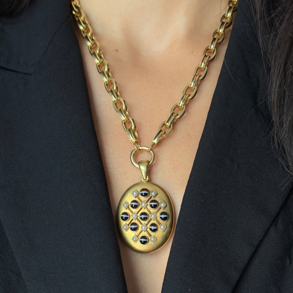 Antique Victorian 14k Concave Oval Link Chain- 18.5