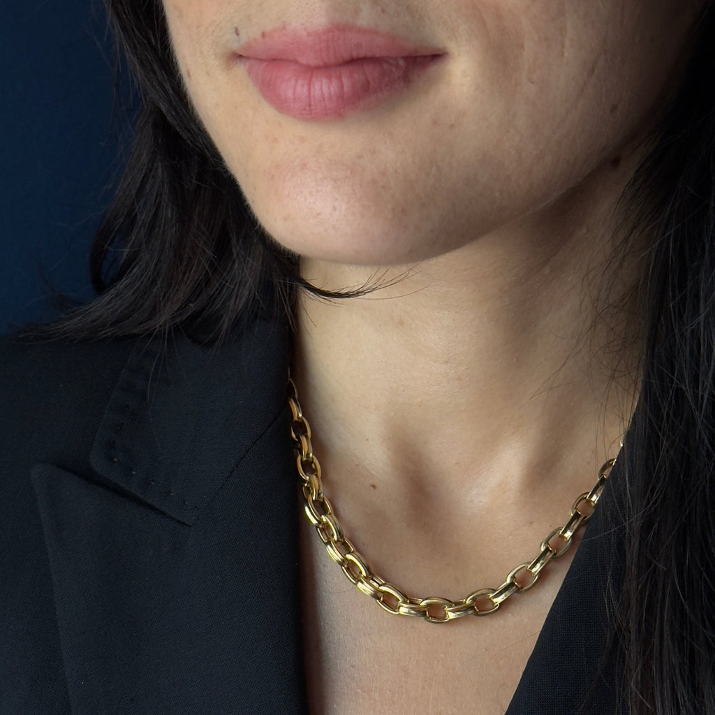 Antique Victorian 14k Concave Oval Link Chain- 18.5