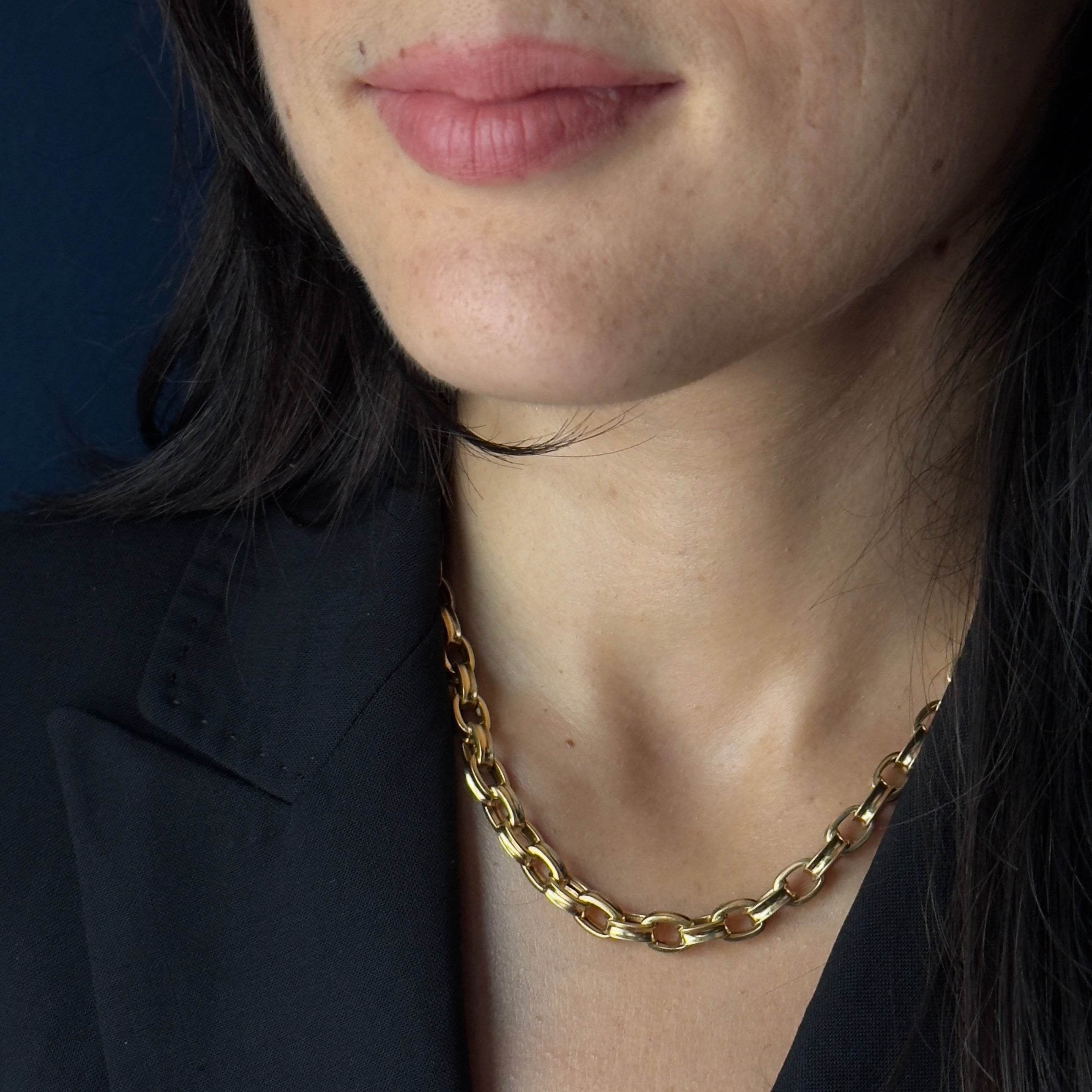 Antique Victorian 14k Concave Oval Link Chain- 18.5