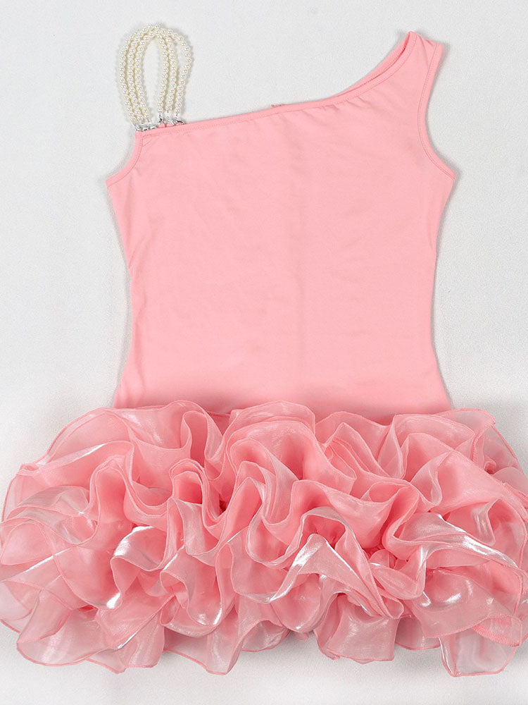 Pearl One-Shoulder Ruffle Dress