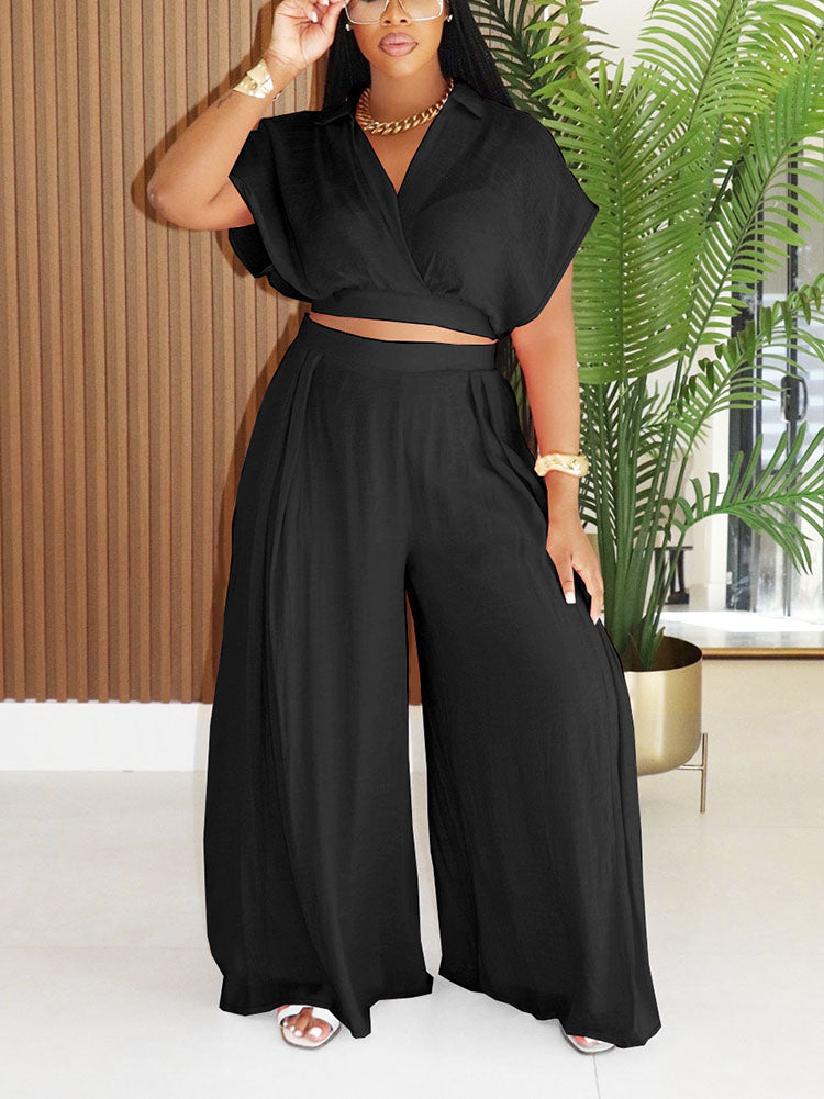 Breeze Cropped Top & Wide Pants Set