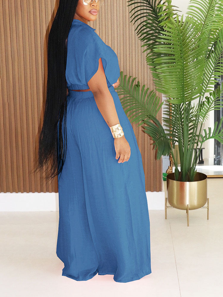 Breeze Cropped Top & Wide Pants Set
