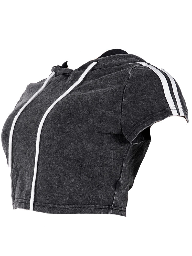 Washed Crop Hoodie & Wide Pants Set