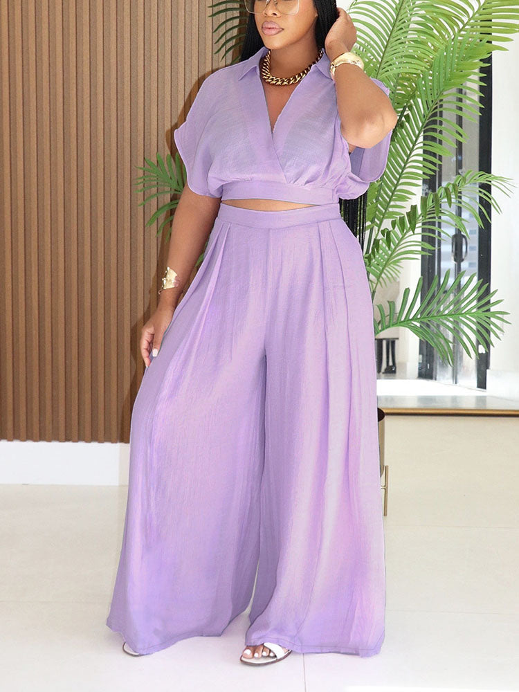 Breeze Cropped Top & Wide Pants Set