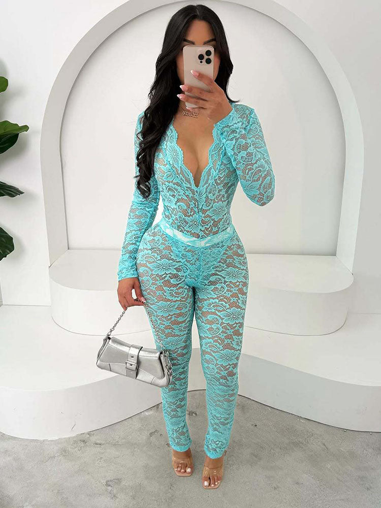 Statement Lace Bodysuit & Pants Set