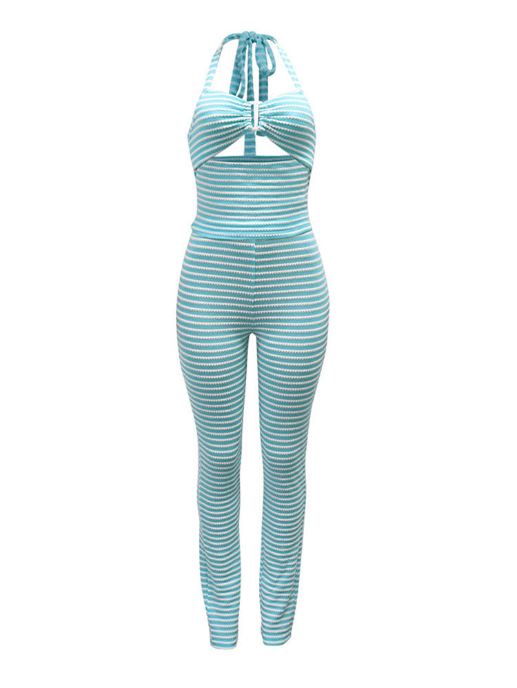 Fresh Striped Halter Top & Pants Set