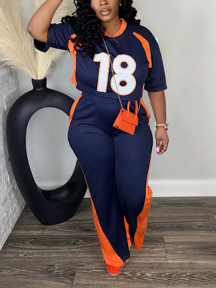 Contrast Jersey Tracksuit Set