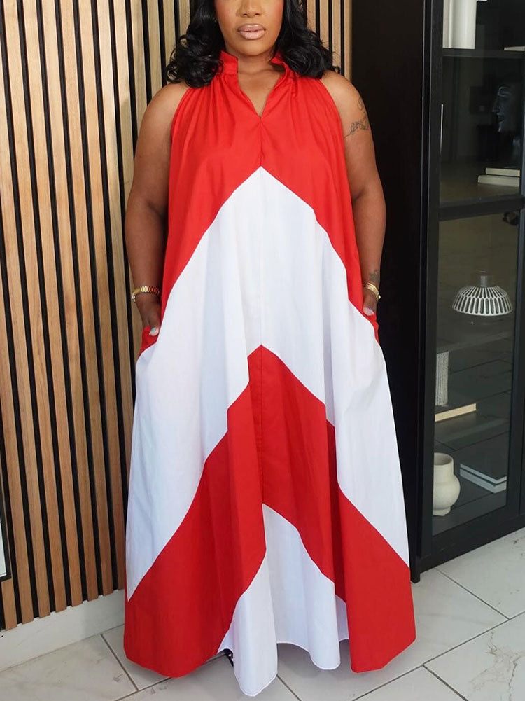 Vacation Color Block Maxi Dress