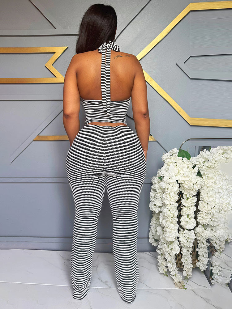 Fresh Striped Halter Top & Pants Set