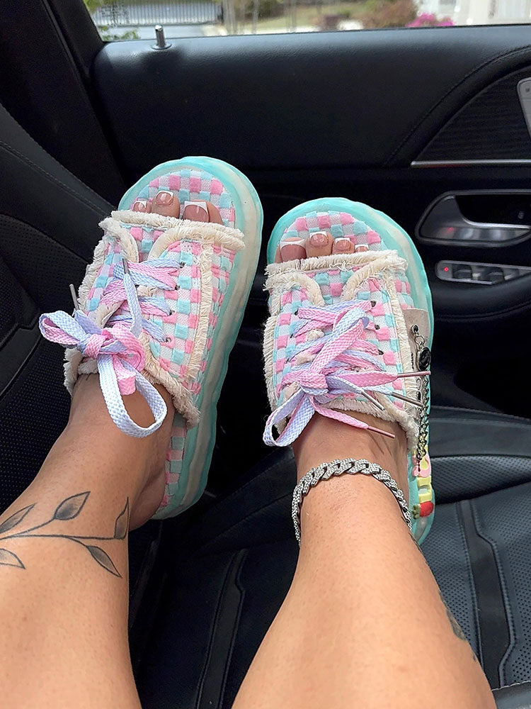 Cotton Candy Checkered Sandals