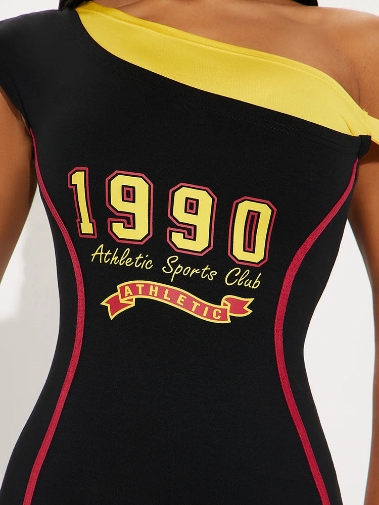 Athletic One Shoulder Maxi Dress