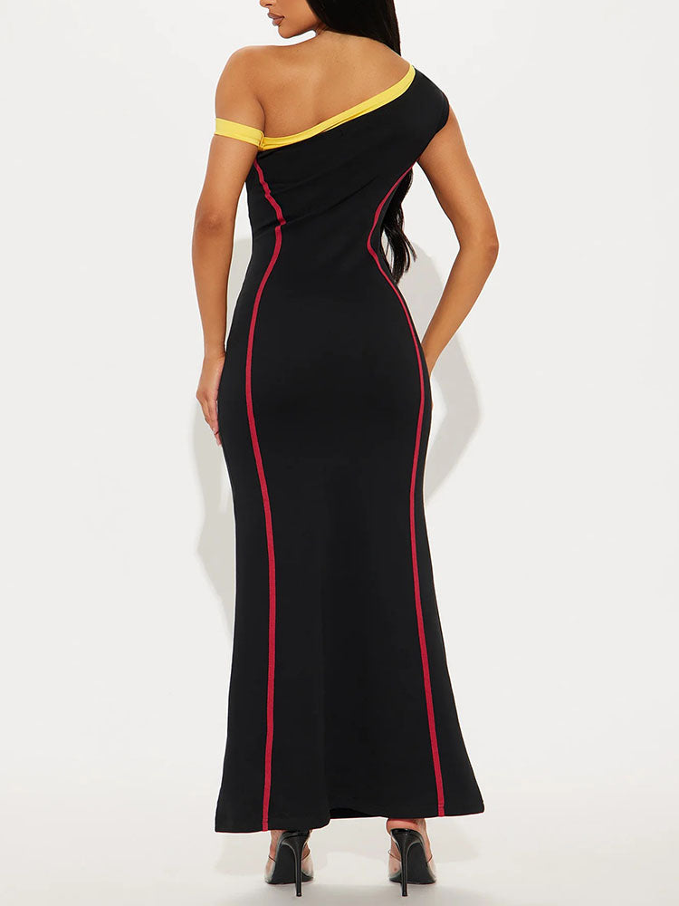 Athletic One Shoulder Maxi Dress