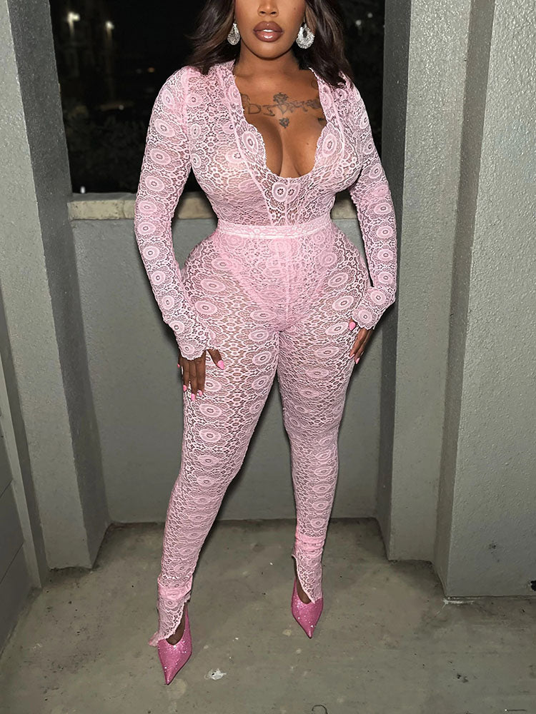 Statement Lace Bodysuit & Pants Set