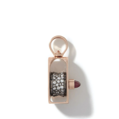 Marla Aaron 14k Yellow Gold Stoned Pulley with Diamonds & Ruby Bullet